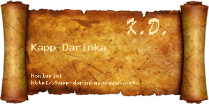 Kapp Darinka névjegykártya